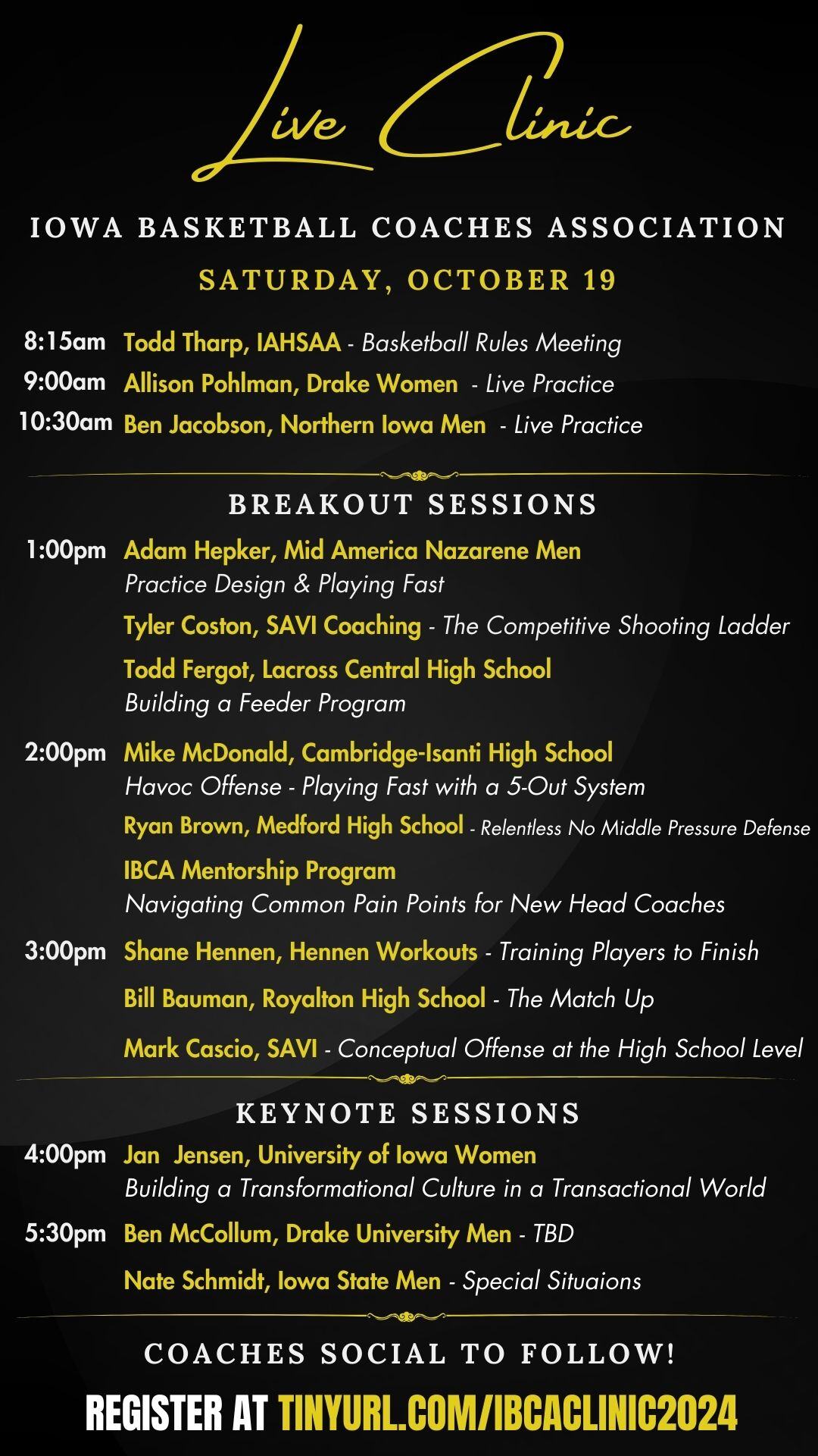 IBCA FALL COACHING CLINIC, October 14-19, 2024